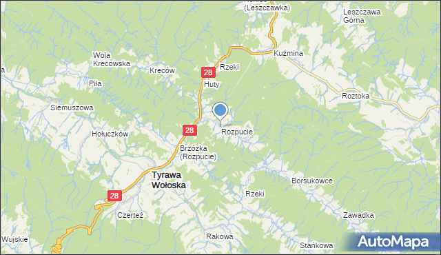 mapa Rozpucie, Rozpucie na mapie Targeo